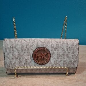 Michael Kors Beige Monogram Clutch/Wallet